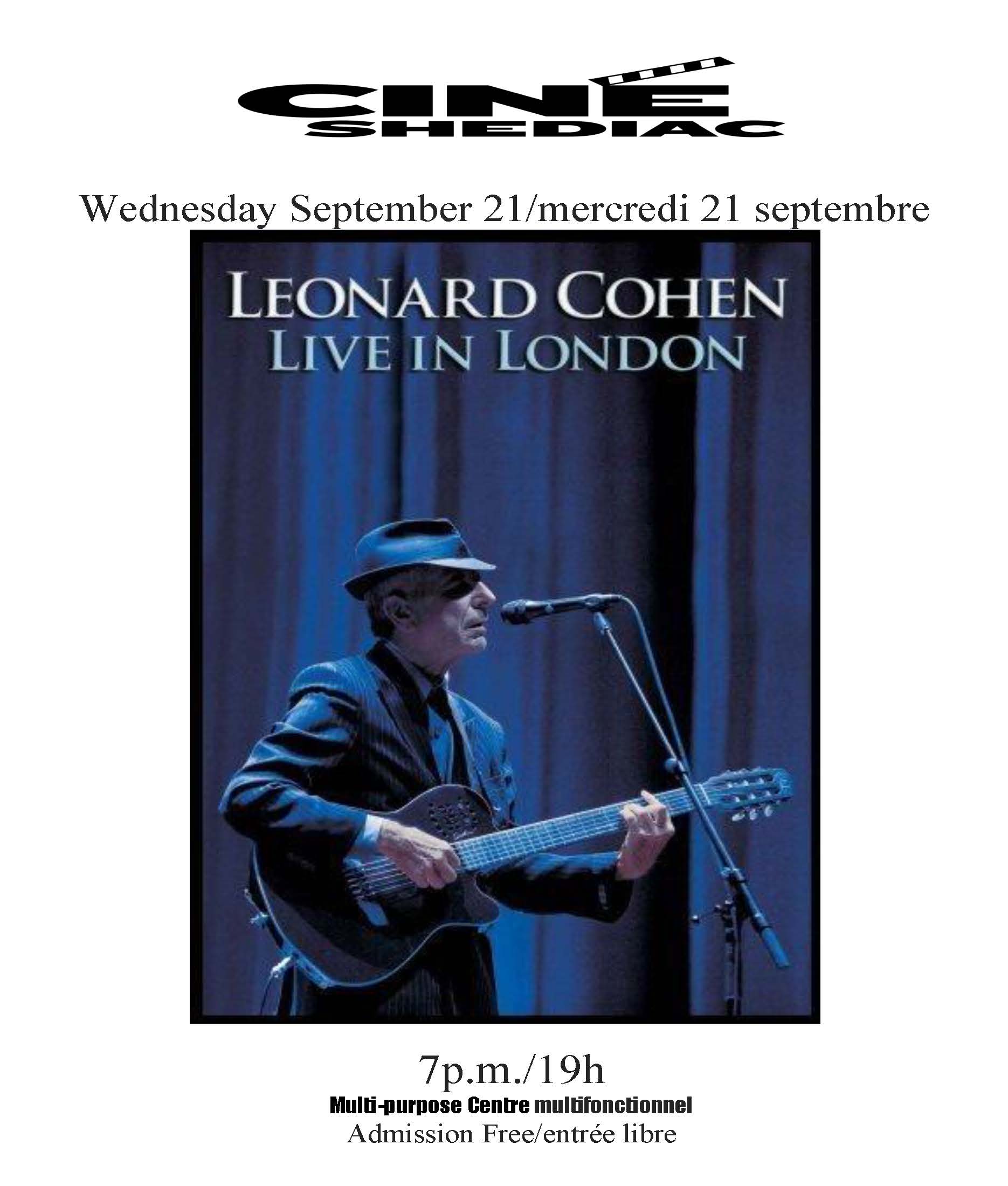 Leonard Cohen in London 21 septembre